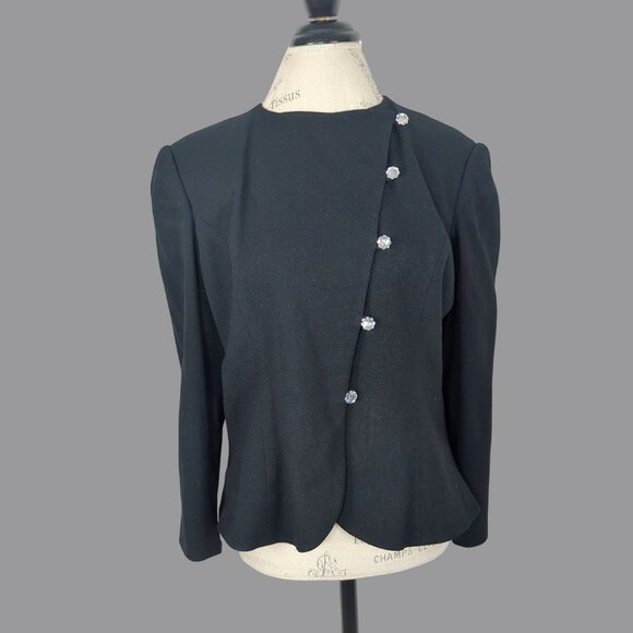 Vintage David Hayes Jacket Medium Formal Black - Picture 1 of 10